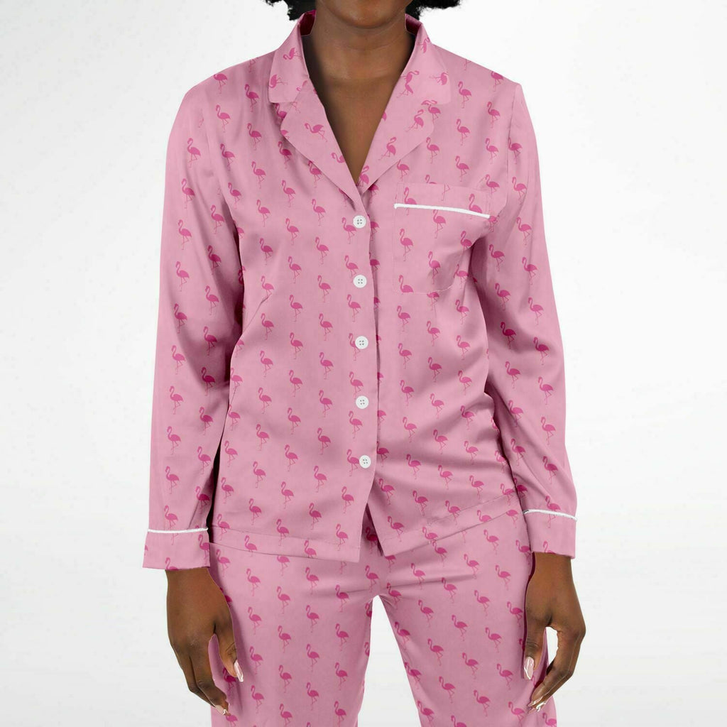 Pyjama en satin simple flamant rose