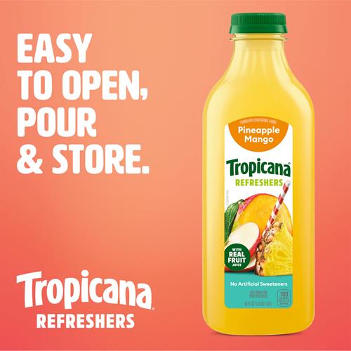 Boisson au jus d'ananas et de mangue Tropicana Refreshers, à base de vrai jus de fruit, bouteille de 1,36 L