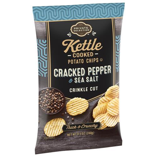 Croustilles cuites à la marmite à coupe ondulée sel de mer et poivre Sélection privée 8,5 oz