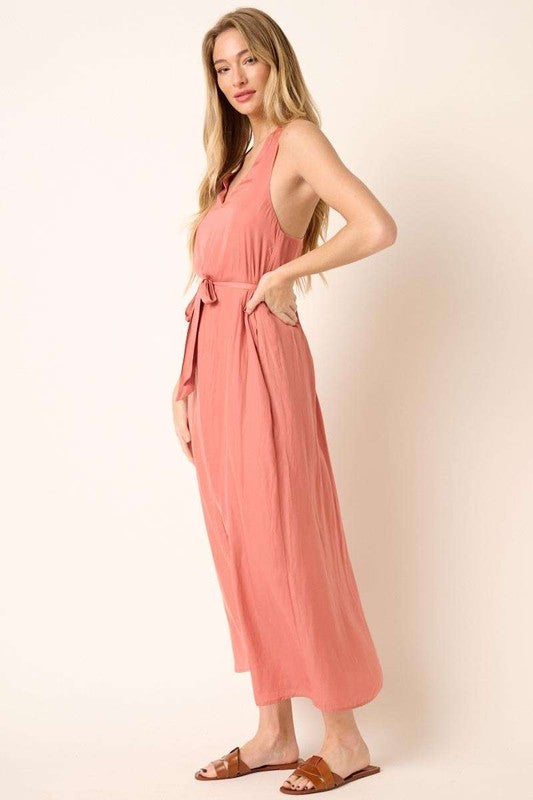 Robe longue débardeur cache-cœur ceinturée pour femme – Un style flatteur, chic et élégant pour vos événements