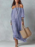 Robe longue évasée ample à rayures pour femme – Vacances