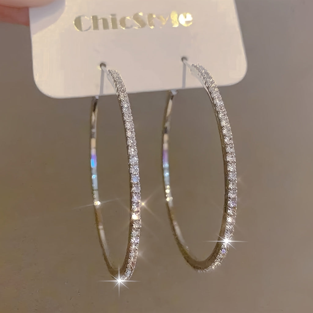 Créoles Femme Strass – Grandes Créoles Bling en Acier Inoxydable