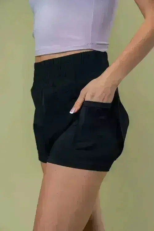 Short en maille taille haute - Doublure intégrée et poches | Femstylo
