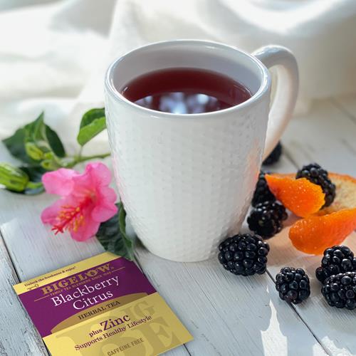 Bigelow Tea Infusions aux plantes Mûre Agrumes et Zinc, 18 sachets (Lot de 1), 18 sachets de thé au total