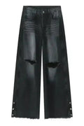Jean ample homme avec ourlet brut déchiré