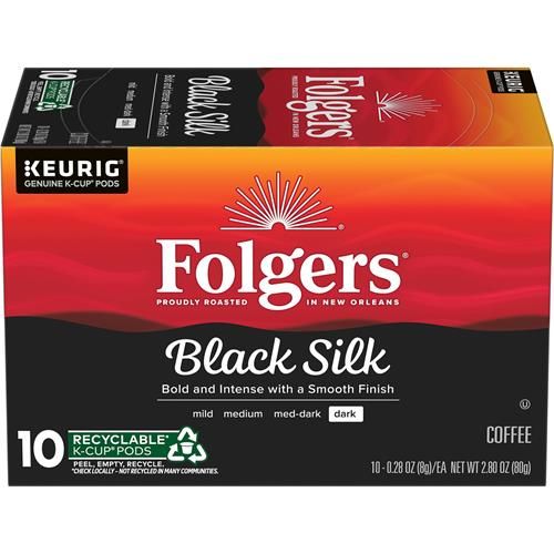 Café Folgers Black Silk, torréfaction foncée, dosettes Keurig K-Cup, boîte de 10