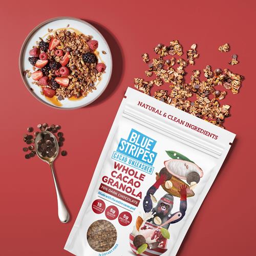 Granola chocolat noir et cacao entier Blue Stripes, 227 g