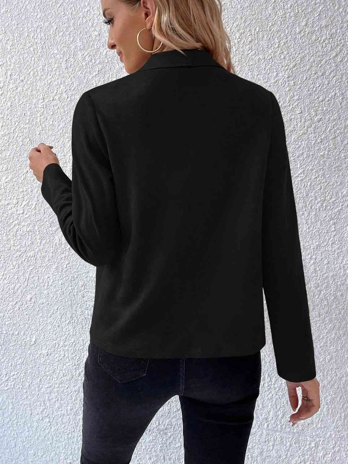 Veste classique minimaliste à col et manches longues pour femme – Vêtement d'extérieur minimaliste et léger pour le quotidien