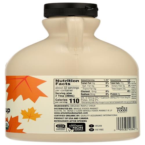 Whole Foods Market, Sirop d'érable biologique Grade A foncé, 32 fl oz
