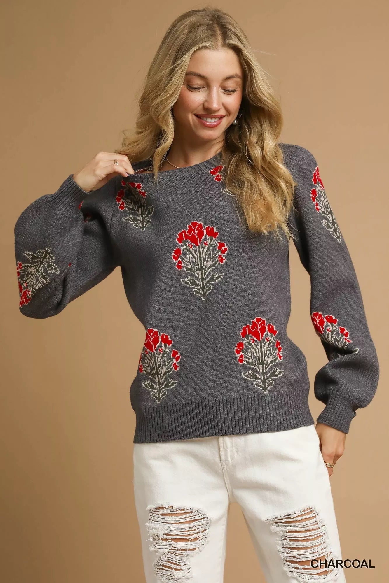 Pull en jacquard Umgee à motif floral unique