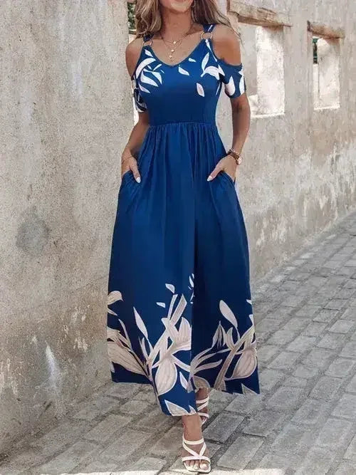 Robe imprimée à épaules dénudées