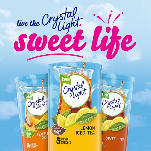 Crystal Light Boisson en poudre saveur thé glacé citron sans sucre, naturellement aromatisée, 4 sachets pour pichets
