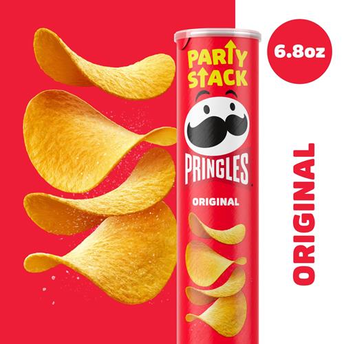 Tuiles de pommes de terre Pringles, collations pour le déjeuner, collations à emporter, pour les fêtes, Original, boîte de 193 g (1 boîte)