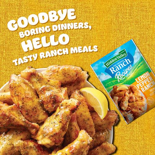 Mélange de Recettes de Ranch Poivre Citronné Hidden Valley Ranch, Saveur d'Agrumes Lumineuse avec une Touche de Ranch, 1 Sachet (L'emballage peut varier)