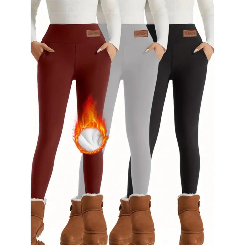 Collant chaud doublé en molleton taille haute pour femme