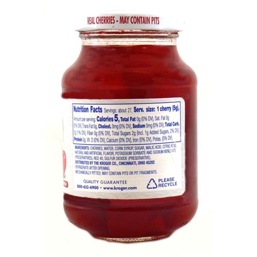 Cerises au Marasquin Kroger avec tiges 283 g