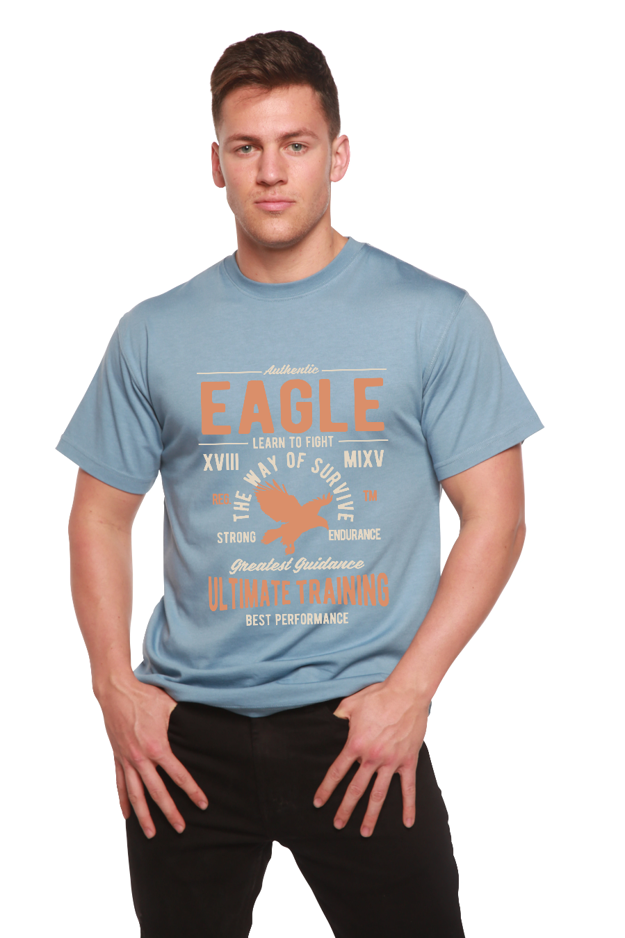 T-shirt graphique à manches courtes en bambou-viscose/coton biologique Eagle pour hommes