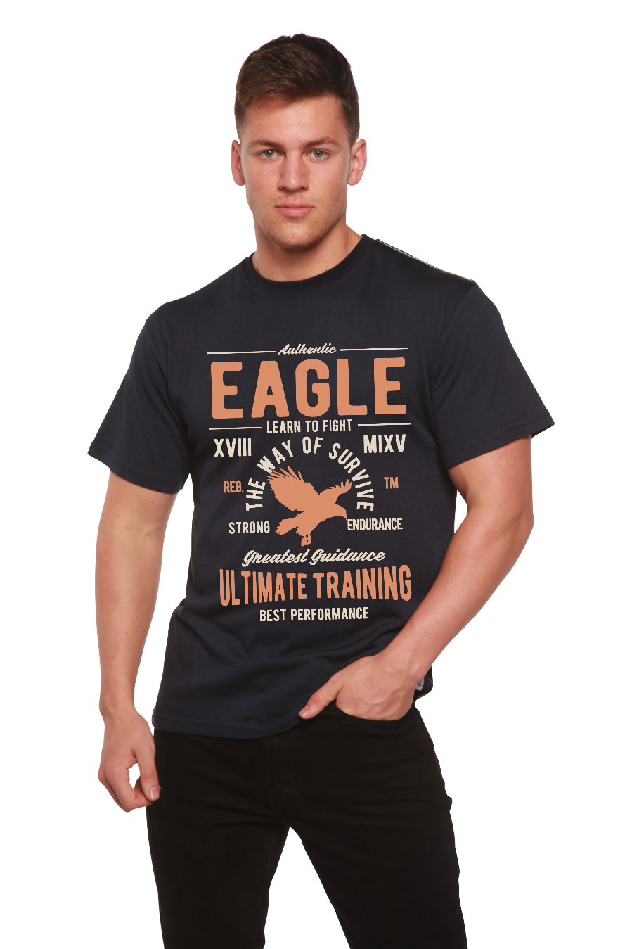 T-shirt graphique à manches courtes en bambou-viscose/coton biologique Eagle pour hommes