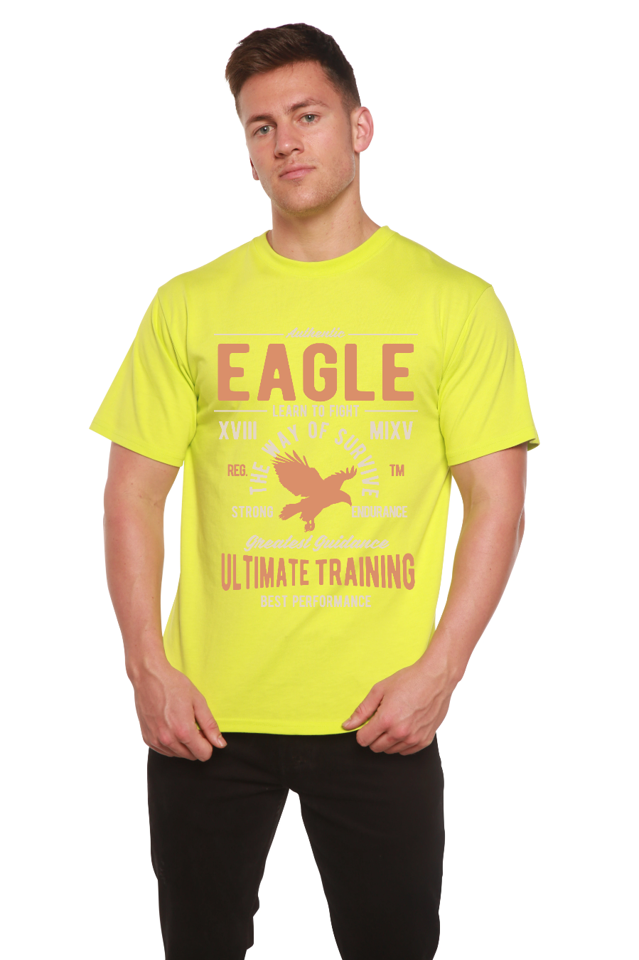 T-shirt graphique à manches courtes en bambou-viscose/coton biologique Eagle pour hommes