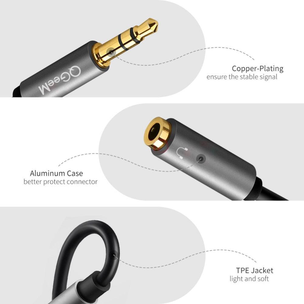 Rallonge pour écouteurs, câble audio Jack 3,5 mm mâle vers 2 femelles, répartiteur de casque double, adaptateur de prise casque pour écouteurs, compatible avec téléphone portable, tablette, ordinateur portable