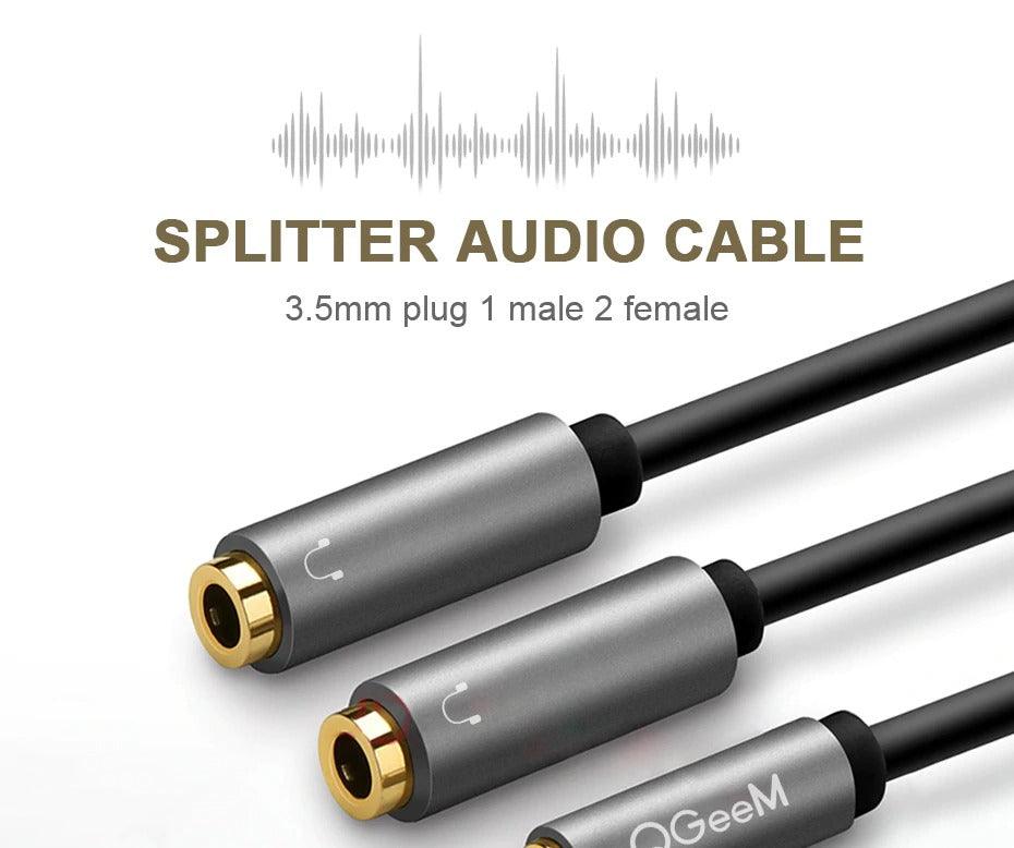 Rallonge pour écouteurs, câble audio Jack 3,5 mm mâle vers 2 femelles, répartiteur de casque double, adaptateur de prise casque pour écouteurs, compatible avec téléphone portable, tablette, ordinateur portable