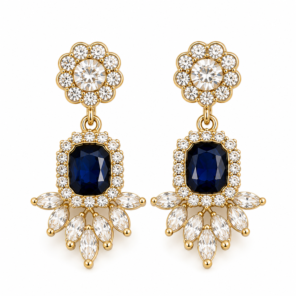 Boucles d'oreilles lustre en cristal bleu