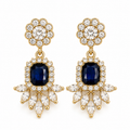 Boucles d'oreilles lustre en cristal bleu