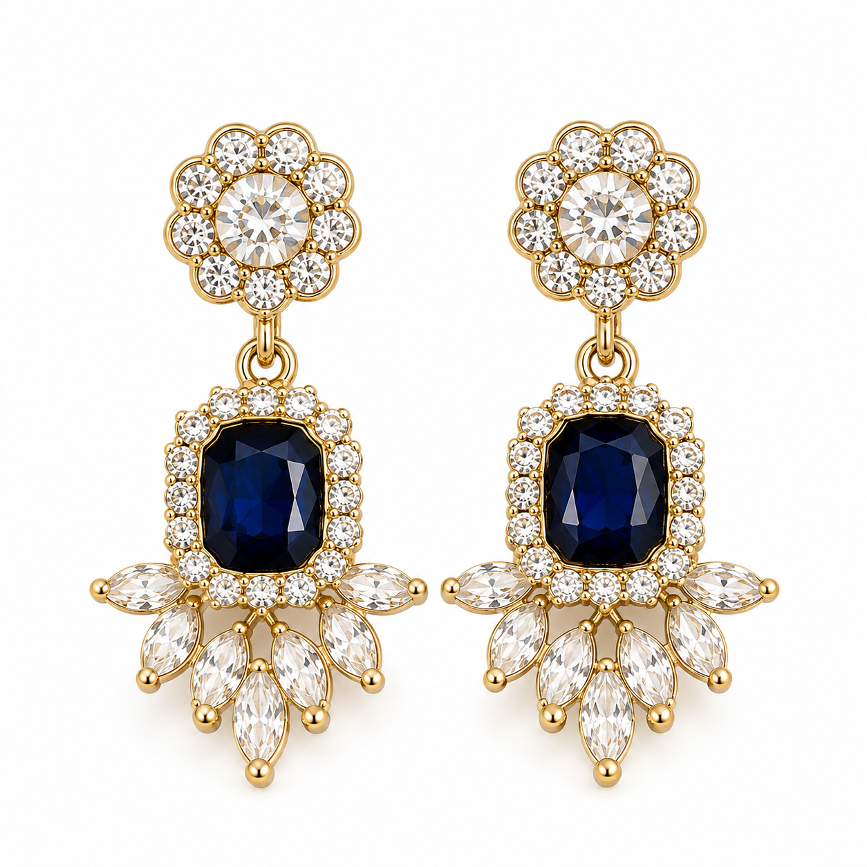 Boucles d'oreilles lustre en cristal bleu