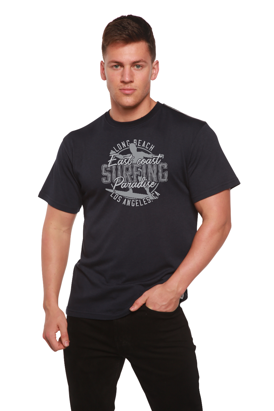 T-shirt graphique à manches courtes en viscose de bambou/coton biologique East Coast Paradise pour homme