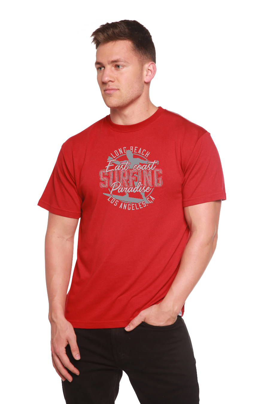 T-shirt graphique à manches courtes en viscose de bambou/coton biologique East Coast Paradise pour homme