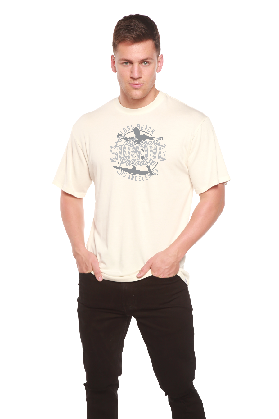 T-shirt graphique à manches courtes en viscose de bambou/coton biologique East Coast Paradise pour homme