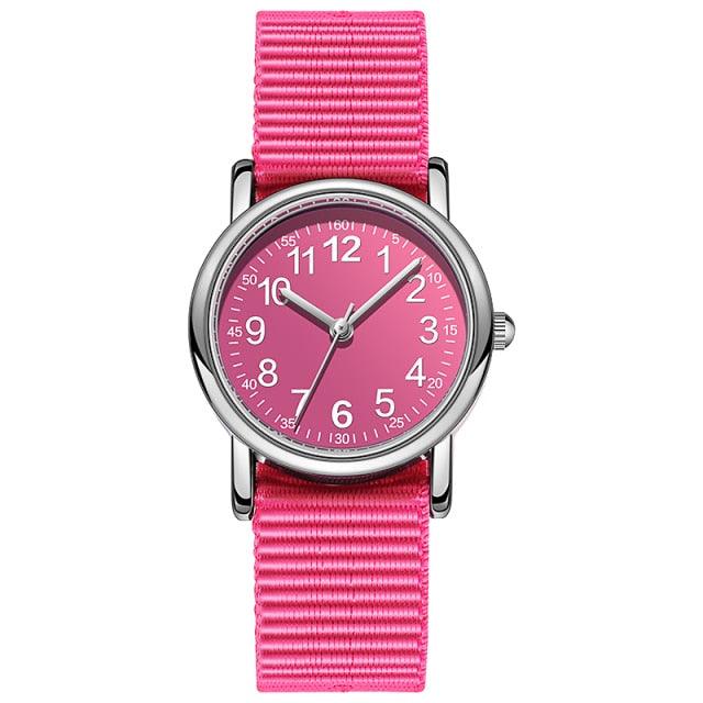 Montres à Quartz Faciles à Lire Bracelet en Nylon Résistant à la Transpiration Mouvement Analogique Montre Pour Filles Garçons Ados Montre-Bracelet Minimaliste Avec Bracelet Souple Montre d'Apprentissage Montre Première Montre Bracelet en Tissu Doux