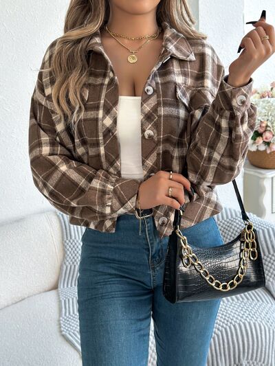 Veste à carreaux boutonnée à manches longues pour femme, confortable, tendance et décontractée, veste simple