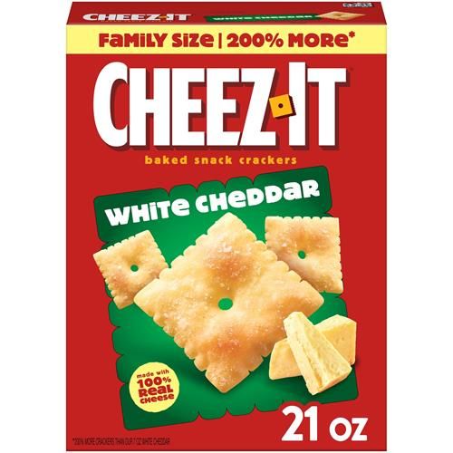 Cheez-It Craquelins au fromage, Craquelins cuits au four, Collations pour le dîner, Format familial, Cheddar blanc, Boîte de 595g (1 boîte)