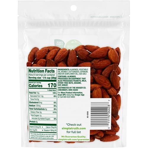 Noix d'amandes grillées au sel de mer Simple Truth 8 oz