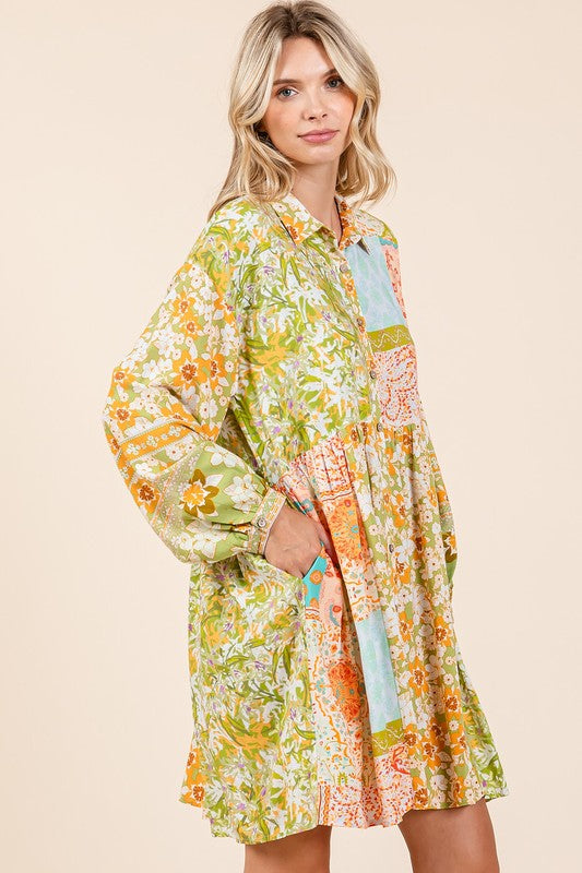 Nouvelle robe chemise à manches longues boutonnée à imprimé floral pour femme – Élégante, tendance, fluide, féminine et chic intemporel