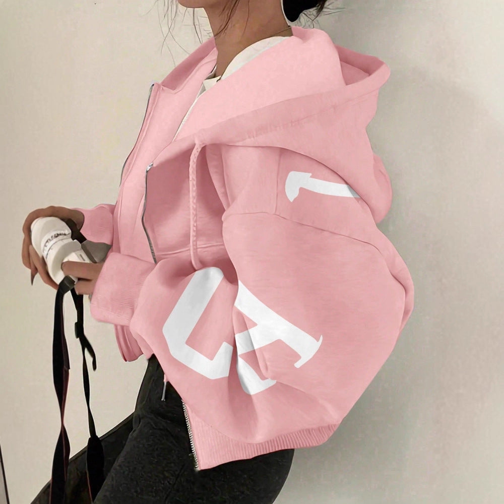 Sweat-shirt imprimé zippé pour femme – Veste décontractée à manches longues
