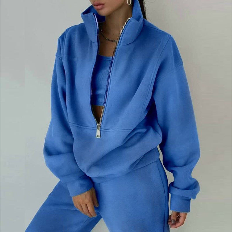Ensemble 2 pièces femme : sweatshirt zippé à manches longues et pantalon coupe slim