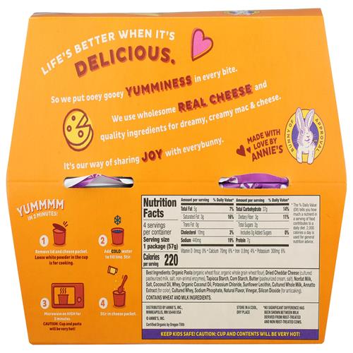Annie's Homegrown, Macaroni au Fromage Cheddar Vieilli Véritable, Paquet de 4, 227 g