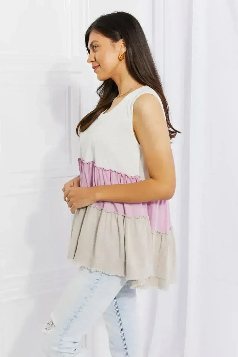 Haut poupée court dégradé de couleur lavande - Motif coucher de soleil | Femstylo