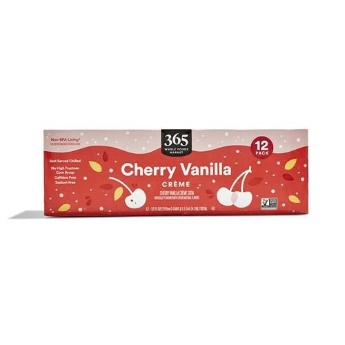 Whole Foods Market Soda Crème Cerise Vanille, Lot de 12, 355 ml
