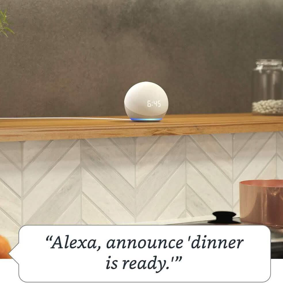 Echo Dot (4e génération) | Enceinte connectée avec horloge et Alexa (reconditionné)