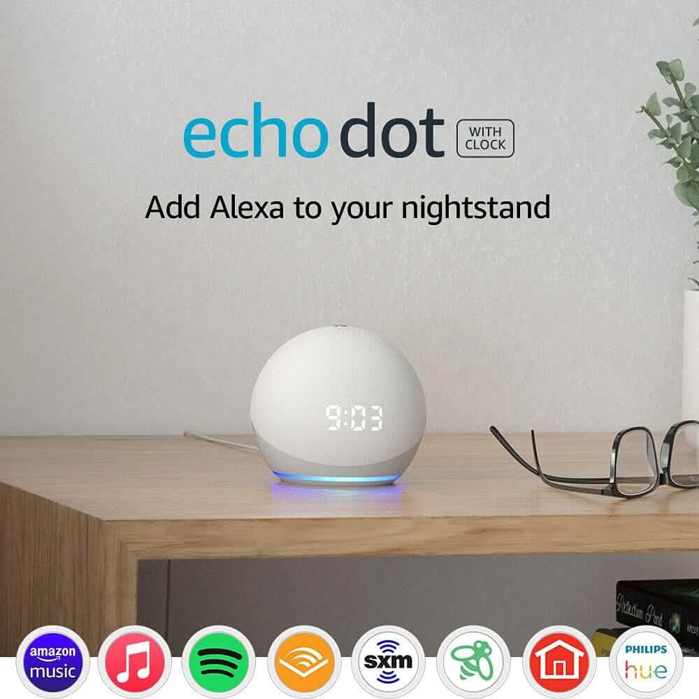 Echo Dot (4e génération) | Enceinte connectée avec horloge et Alexa (reconditionné)