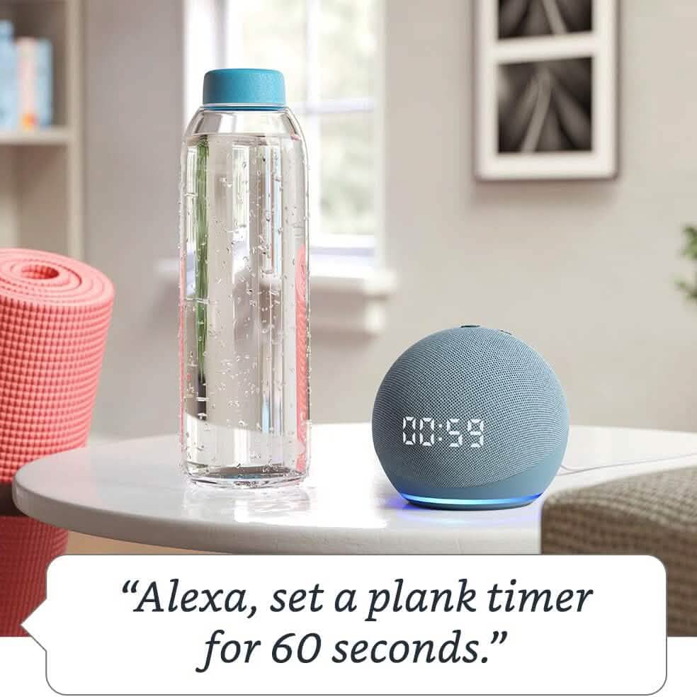 Echo Dot (4e génération) | Enceinte connectée avec horloge et Alexa (reconditionné)