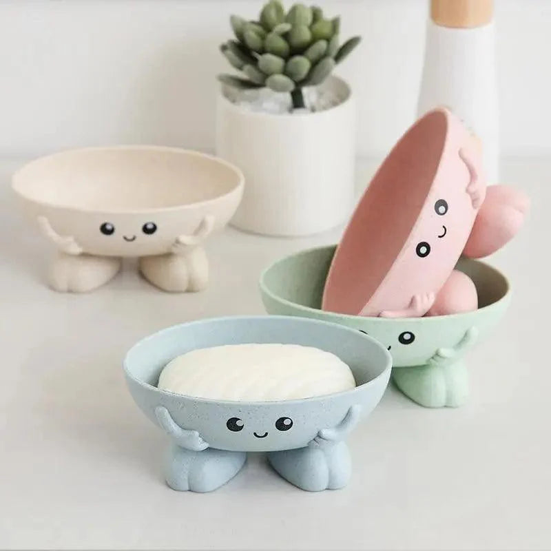 Boîte à savon écologique 1 pièce Antidérapante Porte-savon Fournitures de salle de bain Porte-savon en forme de dessin animé Joli porte-savon pour enfants Bac à savon créatif et adorable pour douche Salle de bain Comptoir de cuisine