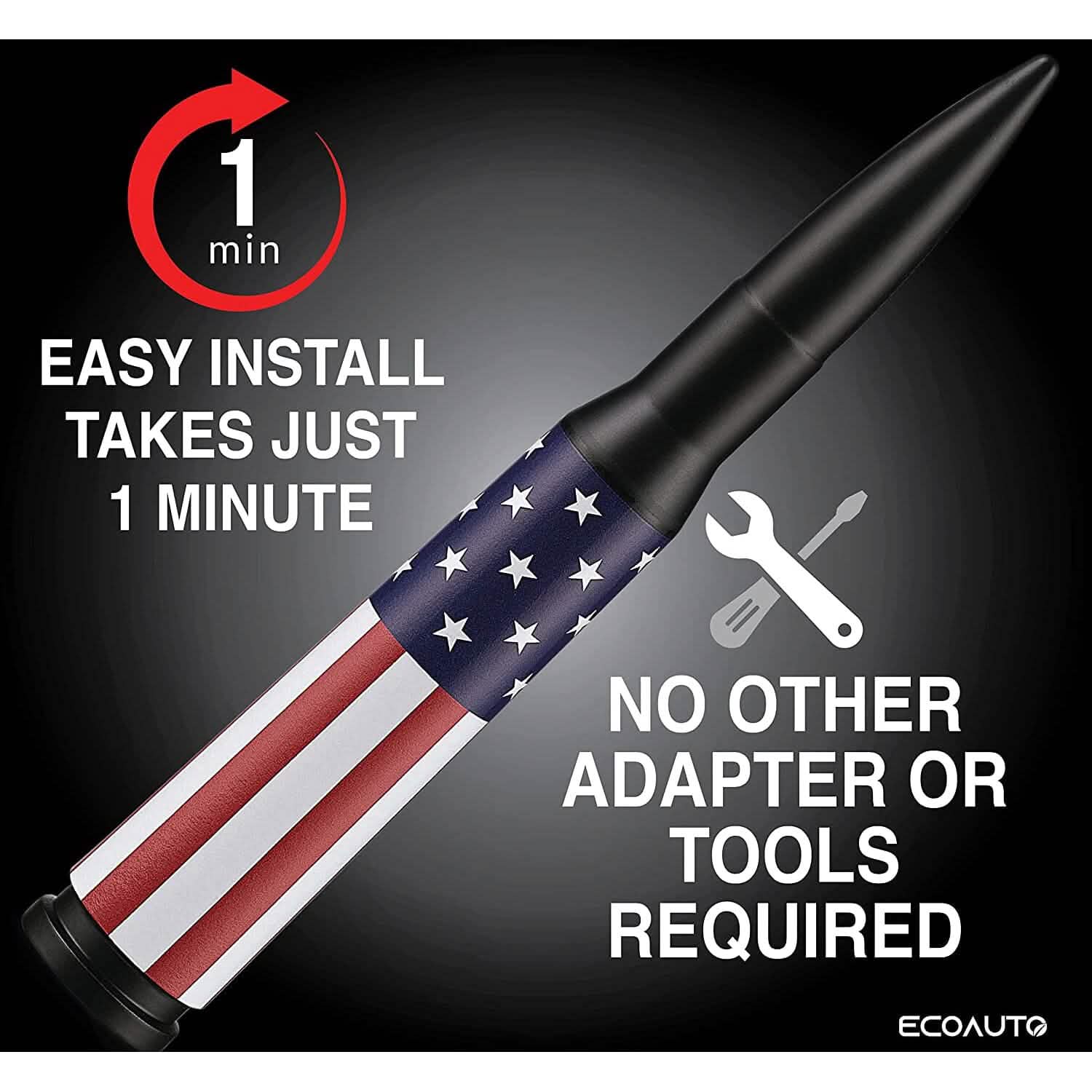 Antenne de remplacement EcoAuto Badass compatible avec tous les camions Chevy et GMC