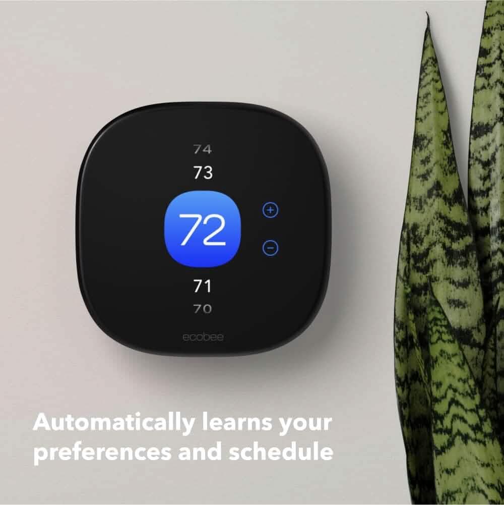 Thermostat intelligent ecobee optimisé - Thermostat Wi-Fi programmable - Fonctionne avec Siri, Alexa, Google Assistant - Certifié Energy Star - Maison intelligente (Reconditionné)
