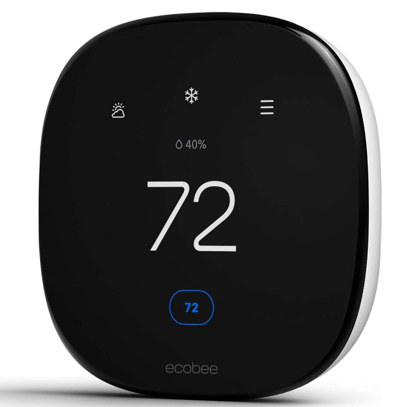 Thermostat intelligent ecobee optimisé - Thermostat Wi-Fi programmable - Fonctionne avec Siri, Alexa, Google Assistant - Certifié Energy Star - Maison intelligente (Reconditionné)