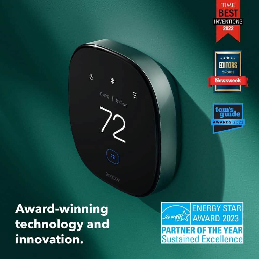 Thermostat intelligent Premium ecobee neuf avec capteur intelligent et moniteur de qualité de l'air (Reconditionné)