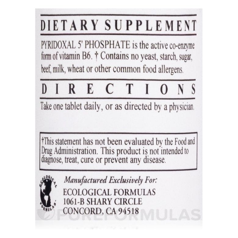 Ecological Formulas Pyridoxal-5-Phosphate 100 Comprimés